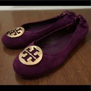 Tory Burch size 8 purple flats “sweet plum/gold”